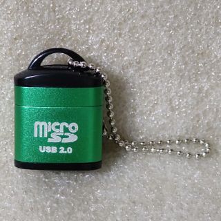 ♪micro SD USB2.0 カードリーダー 変換アダプター グリーン(PC周辺機器)