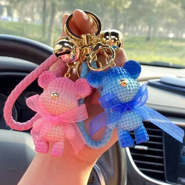 ピンクグラデグマ ミニベア 編みぐるみ ぬいぐるみ キーホルダー
