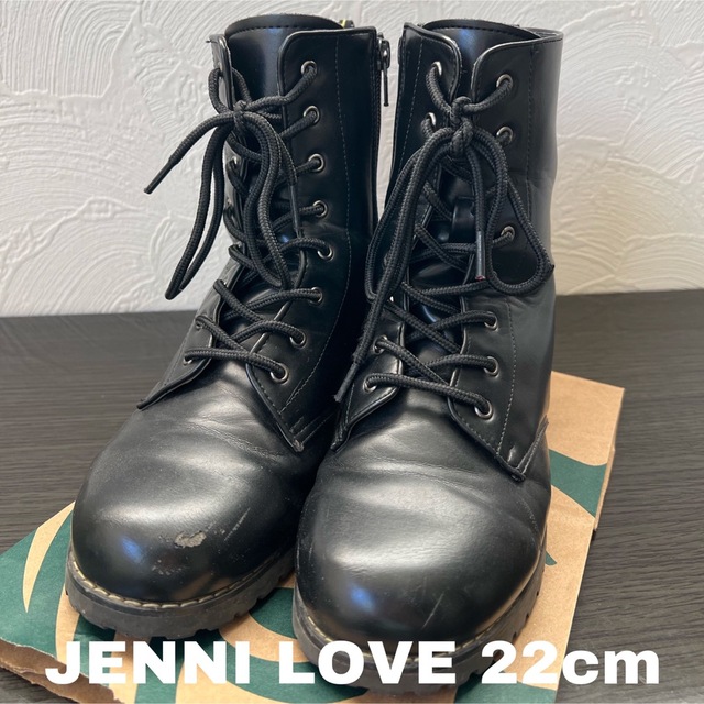 JENNI LOVE ブラックレースアップ ブーツ 22cm | フリマアプリ ラクマ