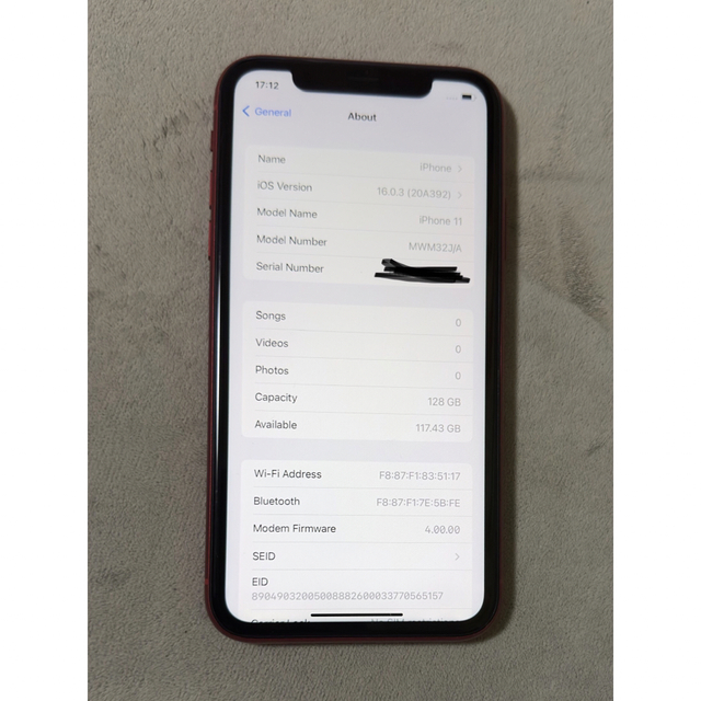 iPhone 11 (PRODUCT)RED 128 GB SIMフリー