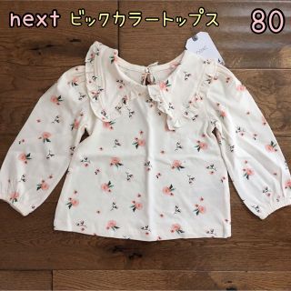 ネクスト(NEXT)の新品♡next♡花柄トップス　ビックカラー　白　80(シャツ/カットソー)