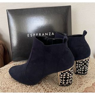 エスペランサ(ESPERANZA)の【最終値下 削除予定】【美品】太ヒールショートブーツ　ブーティ エスペランサ　L(ブーティ)