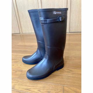 エーグル(AIGLE)のエーグル AIGLE ロングブーツ レインブーツ ラバー　ブラウン23.5センチ(レインブーツ/長靴)