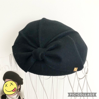 カシラ(CA4LA)のCA4LA カシラ リボンベレー帽 ブラック(ハンチング/ベレー帽)