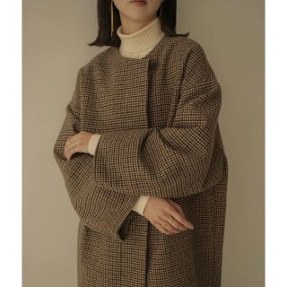 新品eaphi no collar wool check coatの通販|ラクマ