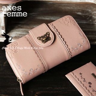 アクシーズファム(axes femme)のaxes femme ローズ刺繍長財布 淡ピンク(財布)