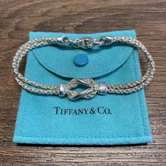 シルバー素材ラインTIFFANY＆Co. ダブルロープ ノット ブレスレット SV925 シルバー