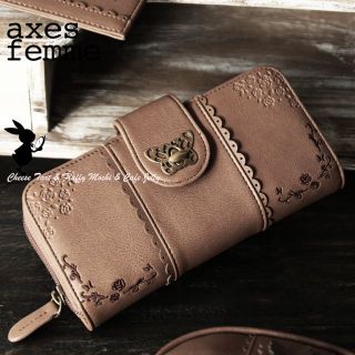 アクシーズファム(axes femme)のaxes femme ローズ刺繍長財布 茶(財布)