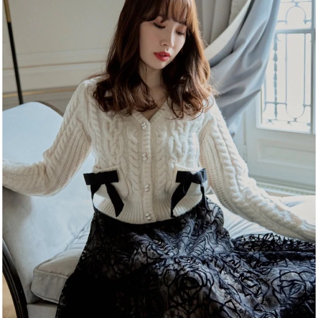Her lip to - herlipto Double Bow Cable Knit Cardiganの通販 by みゅ