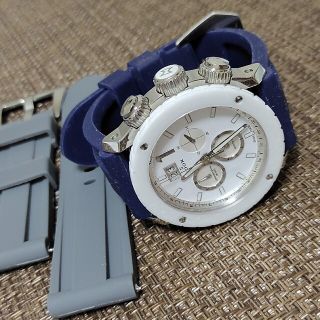 エドックス(EDOX)のEDOX クロノ セラミックベゼル 白 電池交換したばかり(腕時計(アナログ))