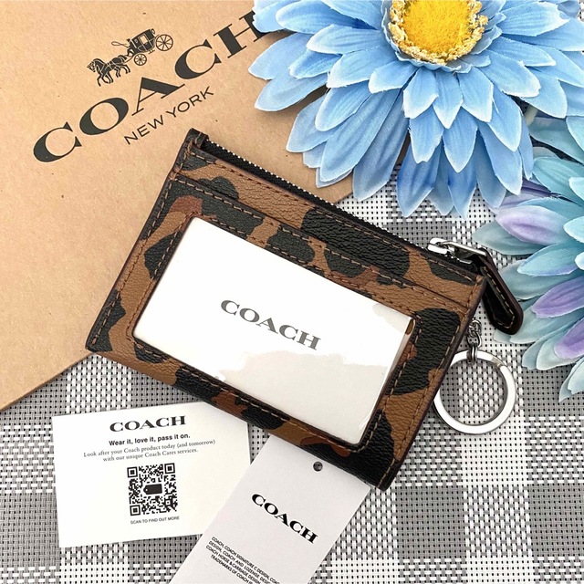 新品☆COACH コインケース　ブラウン アニマル レザー コインケース