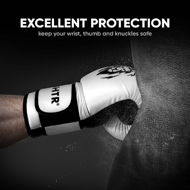 FIGHTR® ボクシンググローブ 8オンス スポーツ 格闘技 ホワイトブラック 2
