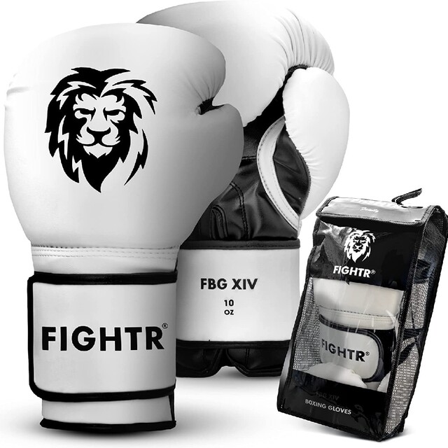 FIGHTR ボクシンググローブ 14オンス スポーツ 格闘技 ホワイトブラック