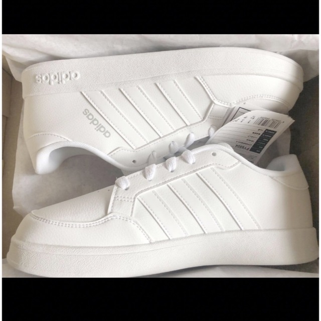 adidas 【24.5cm】 アディダス adidas コアブレーク 白スニーカー 通学の通販 by ぷりん アディダス ADIDAS コア スニーカー