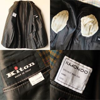 超特価激安 Kiton キートン ウールカシミアツイードチェックジャケット