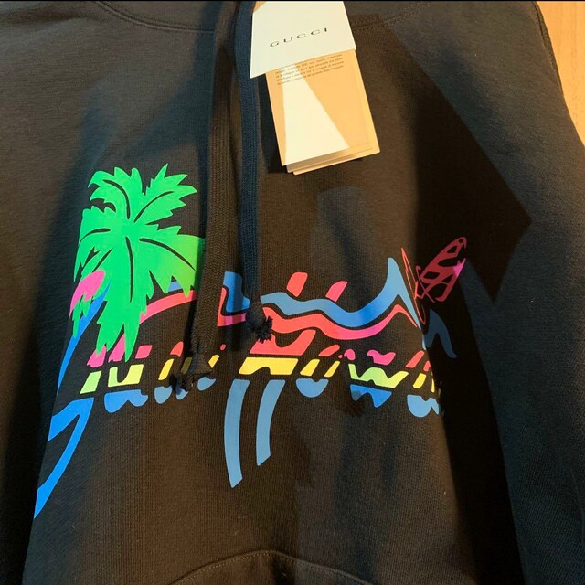 GUCCI 20SS ハワイアンブランドロゴプルオーバースウェットパーカー