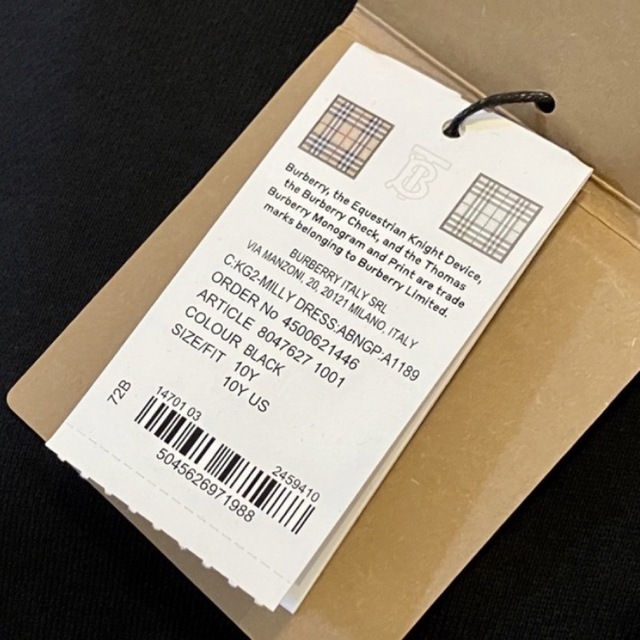 新品 BURBERRY バーバリー スウェット パネルワンピース 10Y140