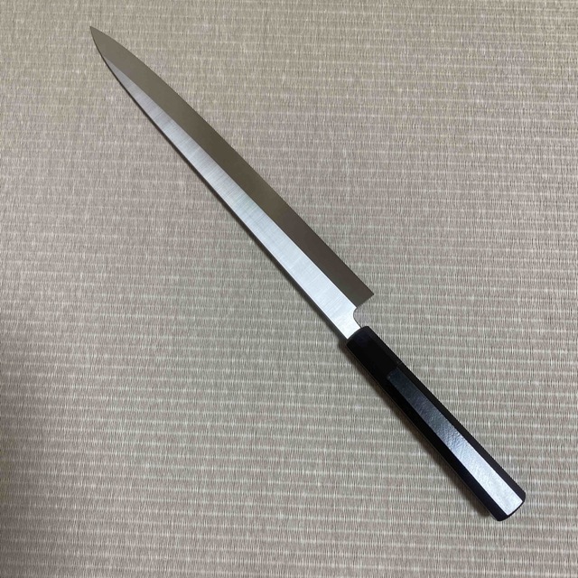 ステン本焼V金10号切付柳刃包丁270mm モダン和染ブラック八角柄 食器