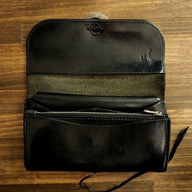 goro's ゴローズ 二つ折り長財布 黒 金縄ターコイズ付きフラワー