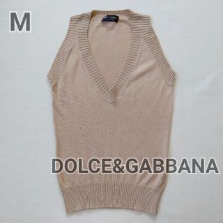 ドルチェアンドガッバーナ(DOLCE&GABBANA)の美品 (M) ドルチェ&ガッバーナ ニットベスト Vネック ベージュ(ベスト/ジレ)