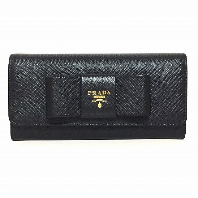 PRADA(プラダ)のプラダ 長財布美品  - 1MH132 黒 リボン レディースのファッション小物(財布)の商品写真