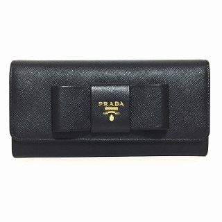 プラダ(PRADA)のプラダ 長財布美品  - 1MH132 黒 リボン(財布)