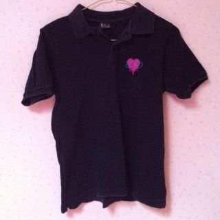 RNA アールエヌエー 刺繍 ハート ピンク 半袖 ポロシャツ 黒 シンプル M RNA アールエヌエー 刺繍 ハート ピンク 半袖 ポロシャツ 黒