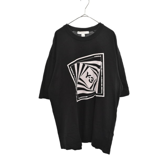 Y-3(ワイスリー)のY-3 ワイスリー 21AW OPTIMISTIC ILLUSIONS SHORT SLEEVE TEE ロゴプリントTシャツ カットソー ブラック メンズのトップス(Tシャツ/カットソー(半袖/袖なし))の商品写真