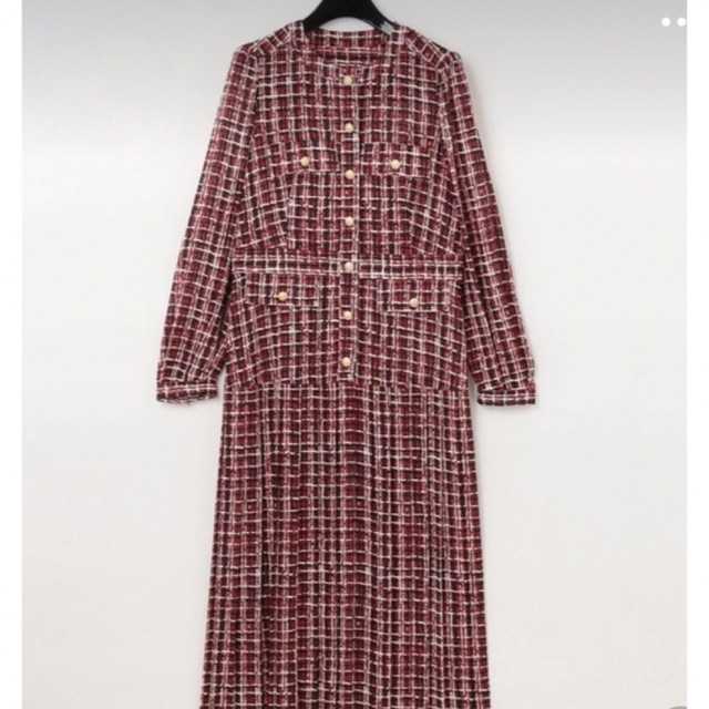 ????グレースコンチネンタル今期ツイードプリントワンピース 新品???? 【逸品】 ツーイドプリントワンピース(ライトグレー M)