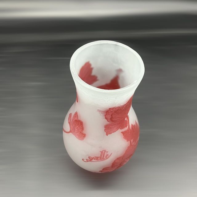 証明書】エミールガレ かわいいサイズ 花瓶 カメオ彫り 被せガラス