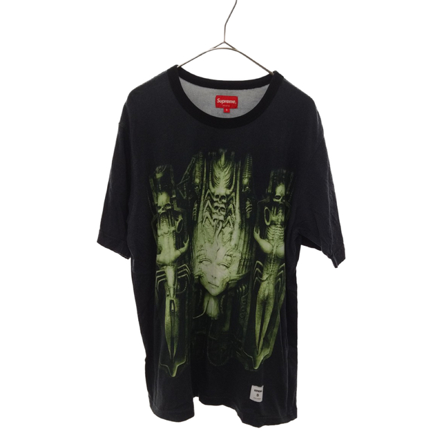 SUPREME シュプリーム 14AW×H.R.GIGER H.R.Giger Knit Top×ハンス・ルドルフ・ギーガー ニットトップス バイオメカノイドプリント半袖Tシャツ ブラック