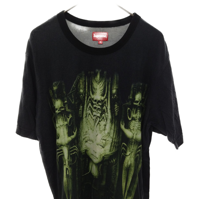 SUPREME シュプリーム 14AW×H.R.GIGER H.R.Giger Knit Top×ハンス・ルドルフ・ギーガー ニットトップス バイオメカノイドプリント半袖Tシャツ ブラック