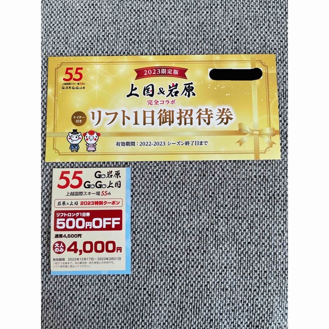 上越国際スキー場リフト券　1日券＋500円引き券