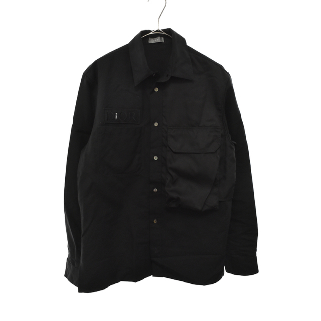 Dior - DIOR ディオール 21AW × Sacai Overshirt 213C534A4451 × サカイ 再構築ドッキングオーバーサイズ ロングスリーブ長袖シャツ ブラック