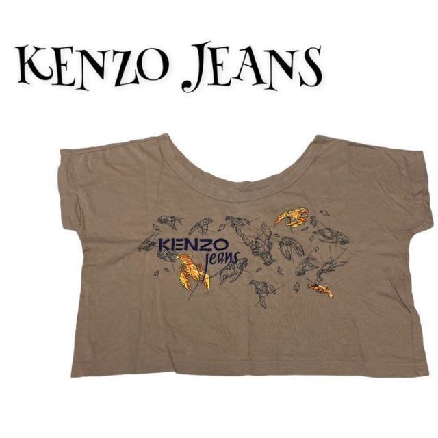 KENZO(ケンゾー)のKENZO JEANS ケンゾージーンズ ☆ ショートTシャツ 【LL】刺繍ロゴ レディースのトップス(Tシャツ(半袖/袖なし))の商品写真