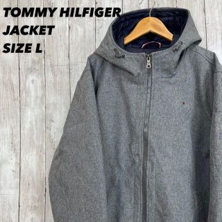 トミーヒルフィガー(TOMMY HILFIGER)のアメリカ古着トミーヒルフィガー中綿入りジップアップジャケット　サイズL グレー.(ブルゾン)