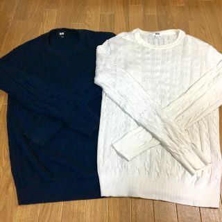 ユニクロ(UNIQLO)のユニクロ UNIQLO コットンカシミヤケーブルクルーネックセーターS(ニット/セーター)