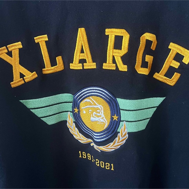 XLARGE ビックロゴ刺繍 スウェット トレーナー 切り替え 黒 グレー