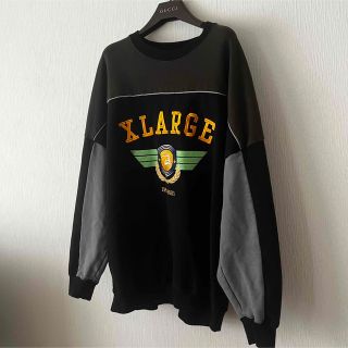 エクストララージ(XLARGE)のXLARGE  ビックロゴ刺繍 スウェット トレーナー  切り替え　黒　グレー(スウェット)