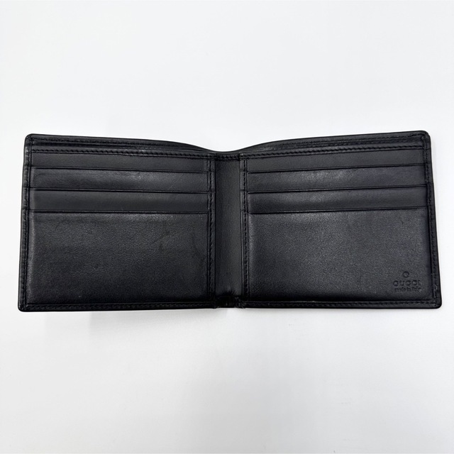 ✨極美品✨グッチ 二つ折り財布 お札入れ GG柄 キャンバス レザー ブラック 6