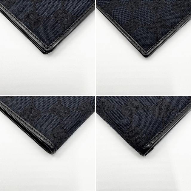 ✨極美品✨グッチ 二つ折り財布 お札入れ GG柄 キャンバス レザー ブラック 5