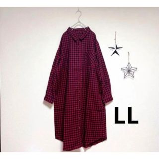 まる様専用 ❁red❁ ロングシャツワンピース(ロングワンピース/マキシワンピース)