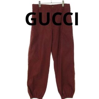 グッチ(Gucci)の【GUCCI】GG総柄ワークロングパンツ(ボルドー)✳︎プラダ　バレンシアガ(ワークパンツ/カーゴパンツ)