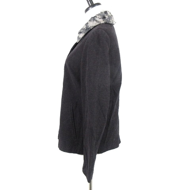 4℃(ヨンドシー)のヨンドシー コート ステンカラー 長袖 フライフロント 切替 ボア 無地 M 黒 レディースのジャケット/アウター(その他)の商品写真