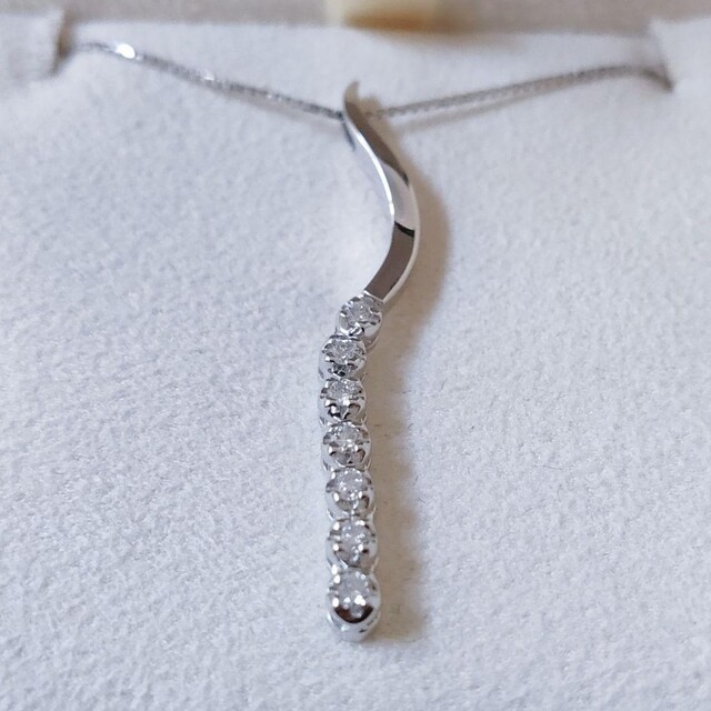 スタージュエリー ダイヤモンド ネックレス K18WG 0.14ct 3.7g 出産