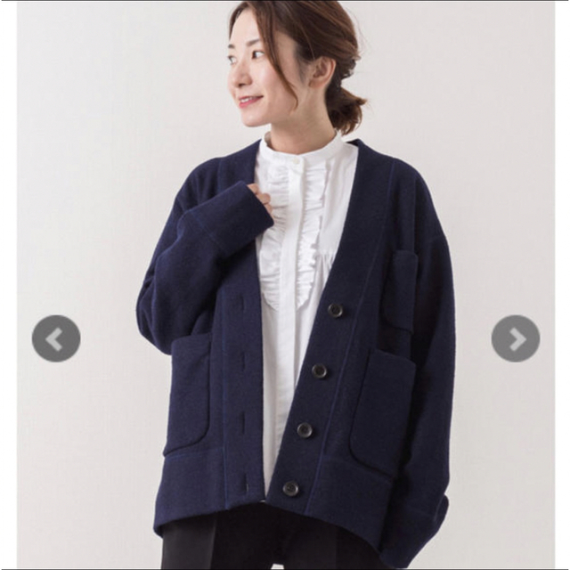 yori ヨリ 圧縮ニット カーディガン ネイビーの通販 by mai's shop|ラクマ
