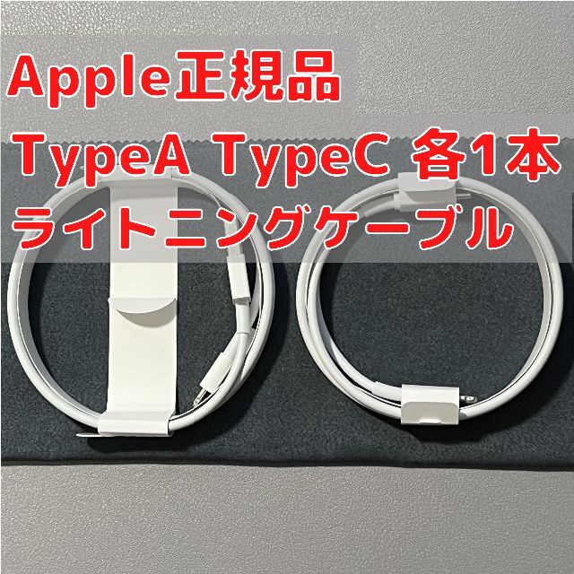 Apple(アップル)のライトニングケーブル  type-A type-C 各1本 Apple純正品 スマホ/家電/カメラのスマートフォン/携帯電話(その他)の商品写真