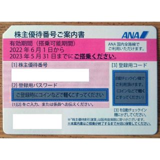 エーエヌエー(ゼンニッポンクウユ)(ANA(全日本空輸))のANA 全日空 株主優待券 搭乗期限23年5月末 年末年始 23年GW(その他)