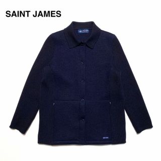 セントジェームス(SAINT JAMES)の美品 セントジェームス リブ 切替 カーディガン ニット ジャケット フランス製(ニット/セーター)