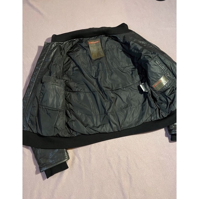PRADA - Prada プラダ レザー ブルゾン ジャケット ボンバー PRADA - Prada プラダ レザー ブルゾン ジャケット ボンバー